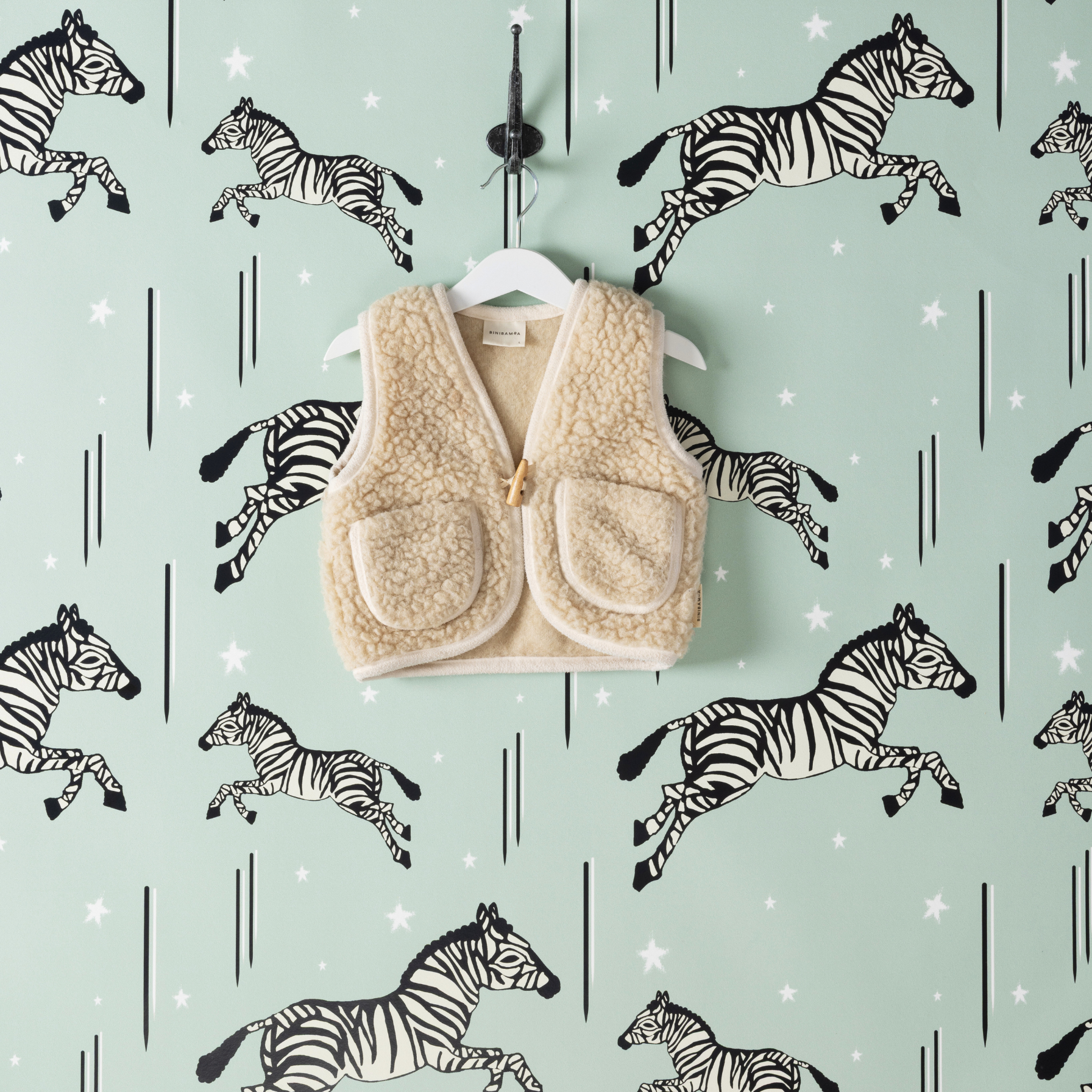 Leaping Zebra Wallpaper, Mint