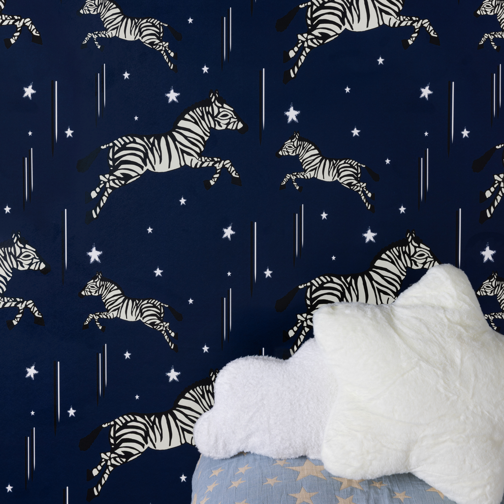 Leaping Zebra Wallpaper, Midnight