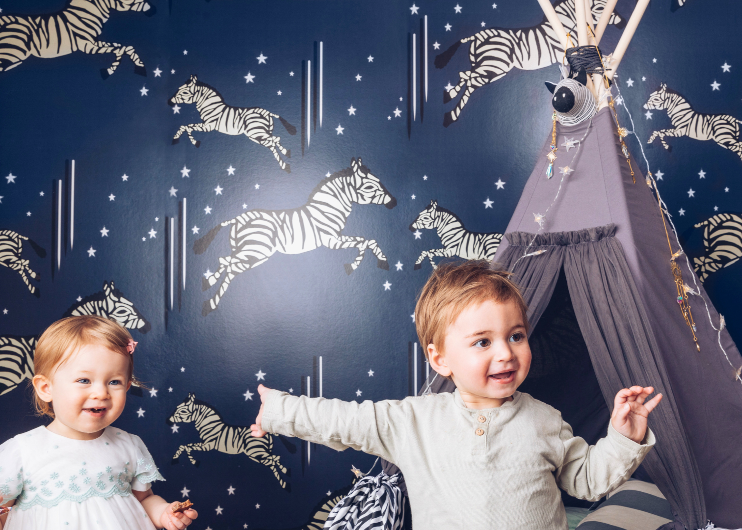 Leaping Zebra Wallpaper, Midnight