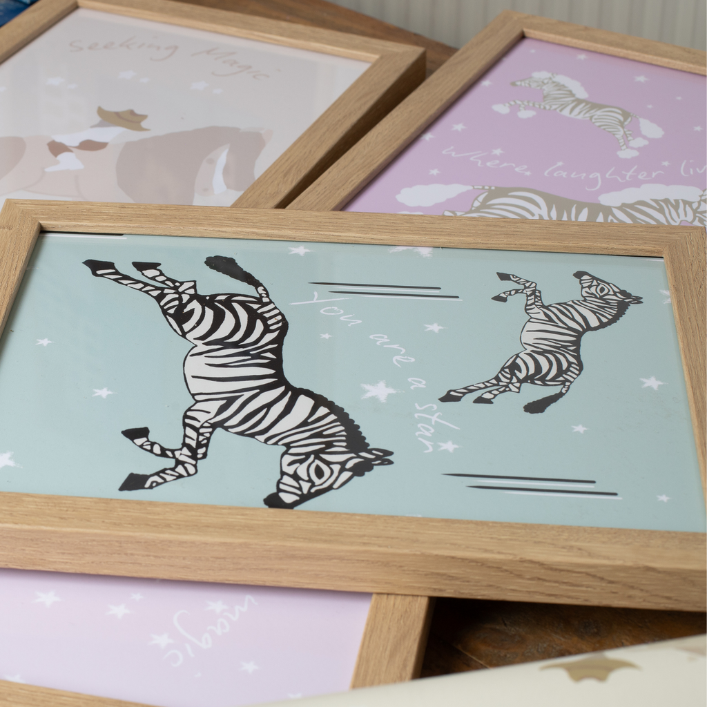 Framed Leaping Zebra Art
