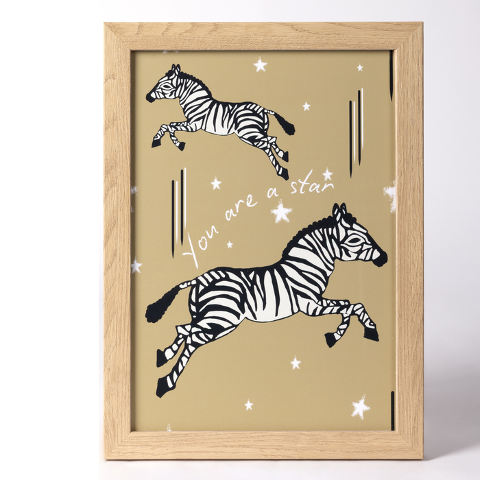 Framed Leaping Zebra Art
