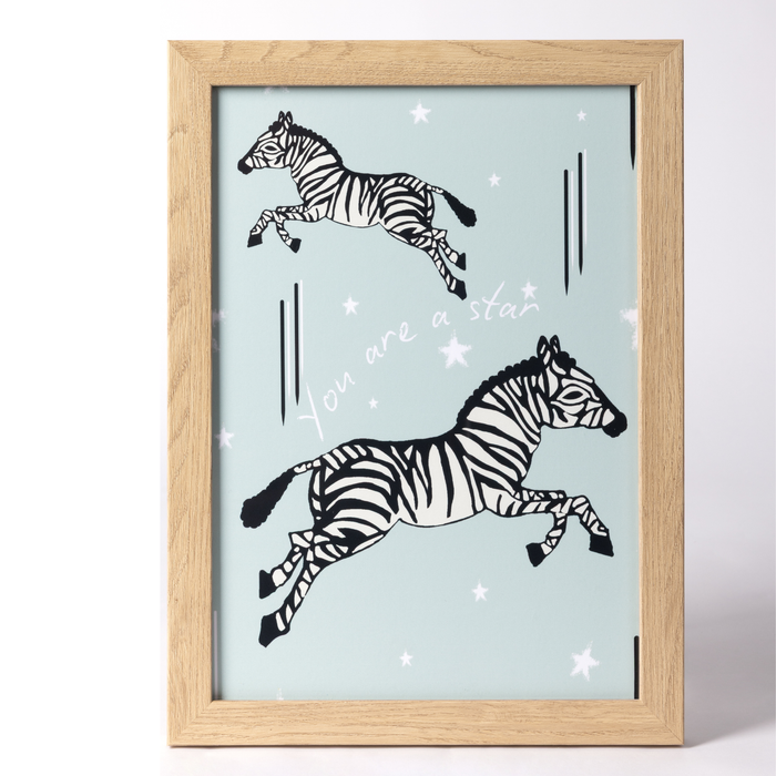 Framed Leaping Zebra Art
