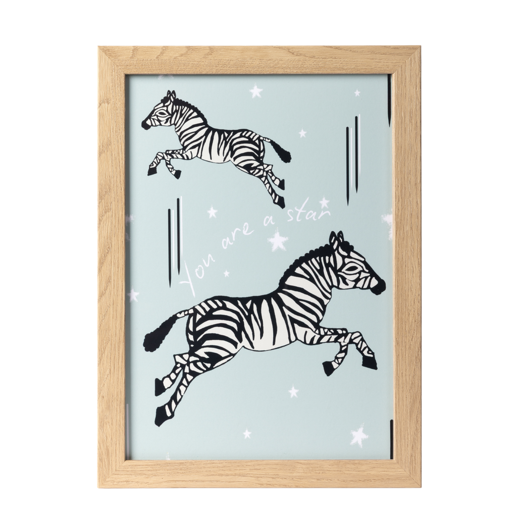 Framed Leaping Zebra Art