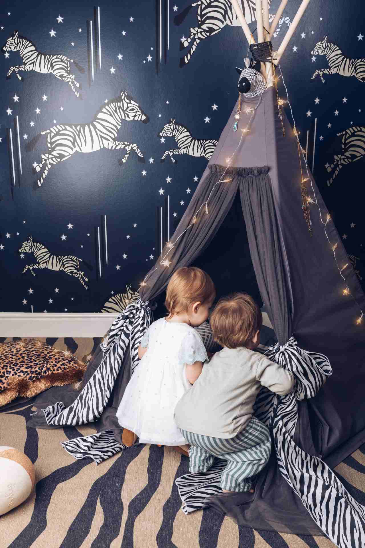 Leaping Zebra Wallpaper, Midnight