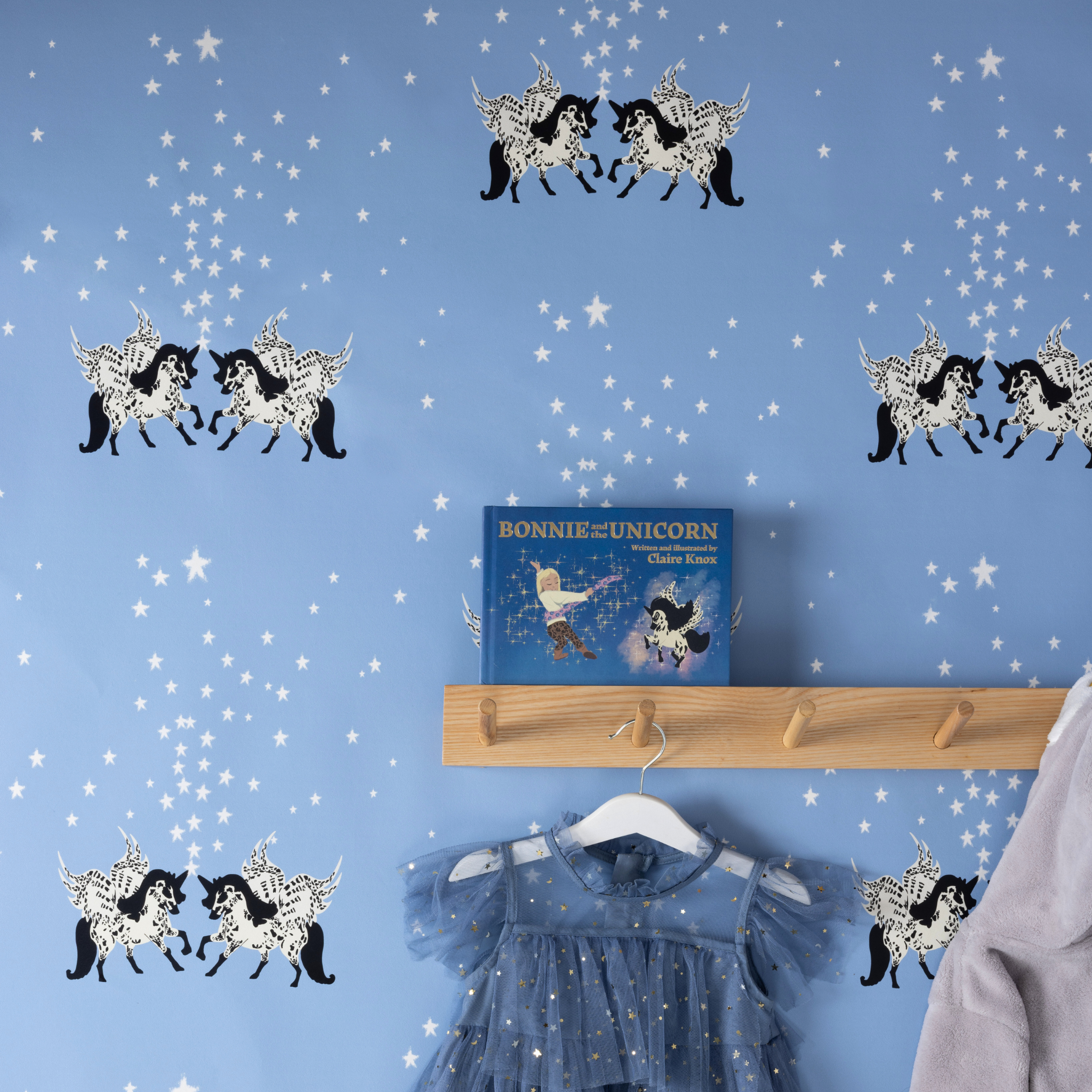 Star Unicorn Wallpaper, Cornflower Blue