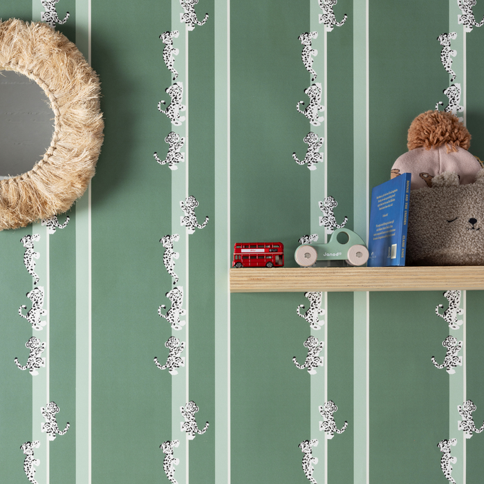Ascending Leopard Cubs Wallpaper, Jade
