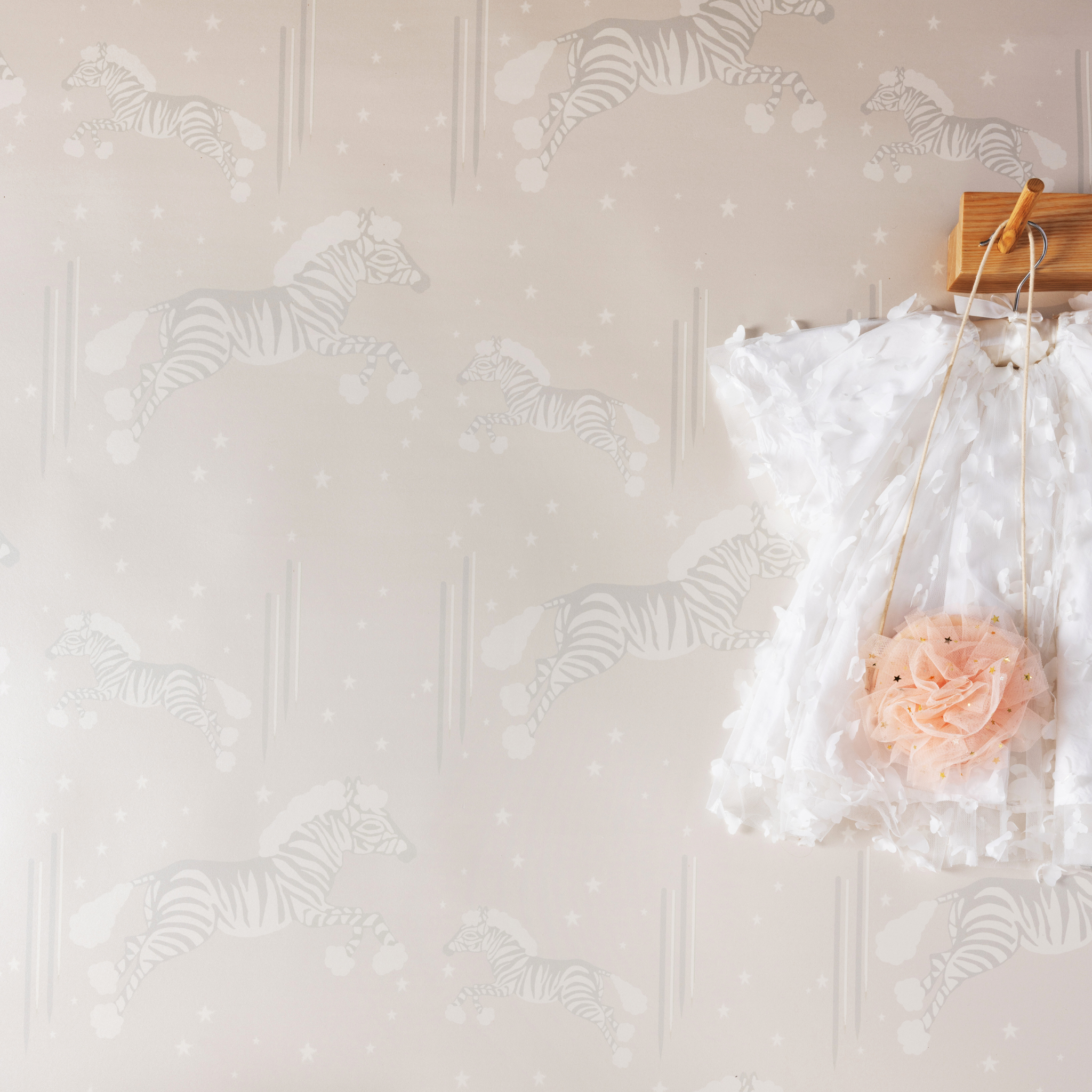 Zebra Head in the Clouds Wallpaper, Metallic