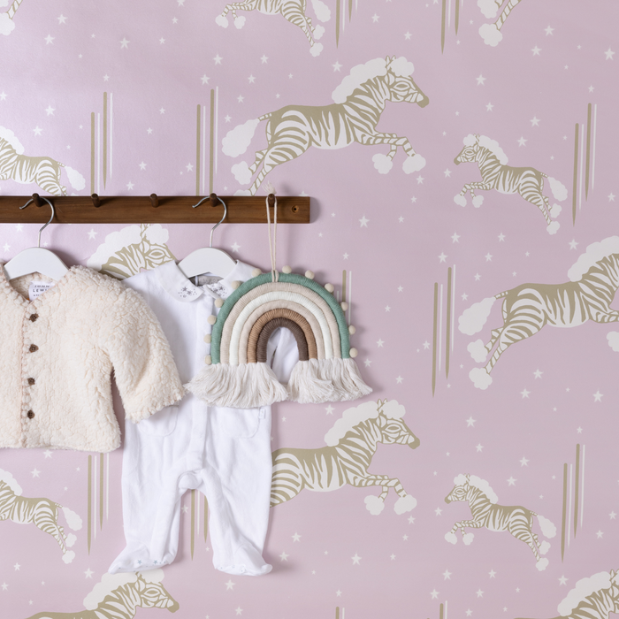 Zebra Head in the Clouds Wallpaper, Rose Gold