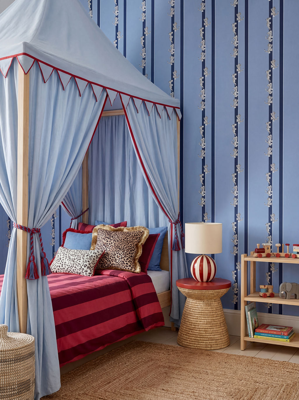 Ascending Leopard Cubs Wallpaper, Cornflower Blue