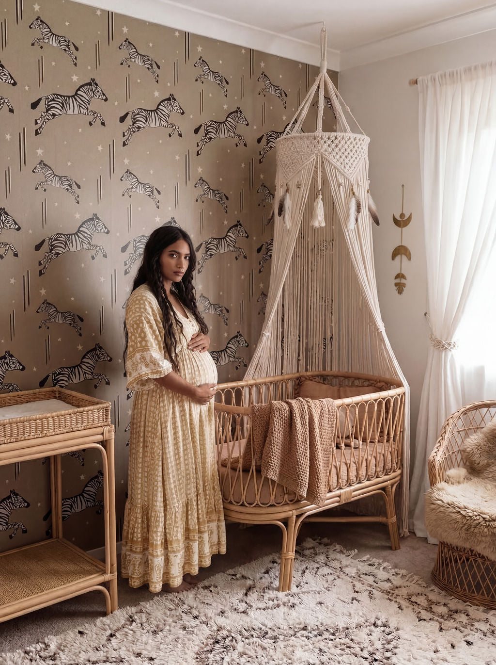 Leaping Zebra Wallpaper, Gold