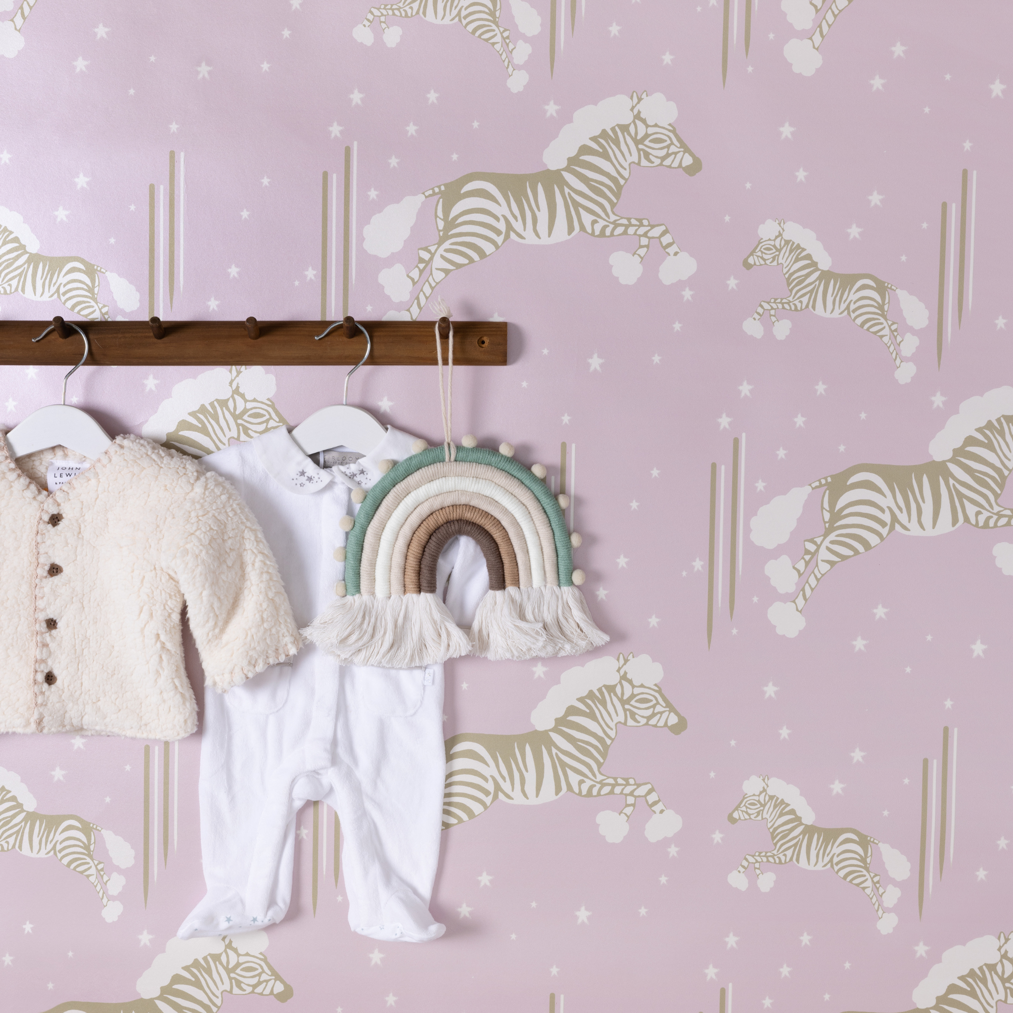 Zebra Head in the Clouds wallpaper rose gold