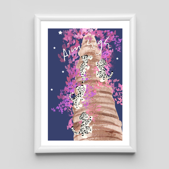 Framed Ascending Leopard Cubs Art