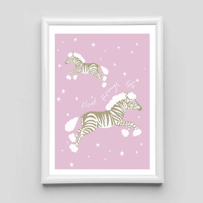 Framed Zebra Head in the Clouds Art